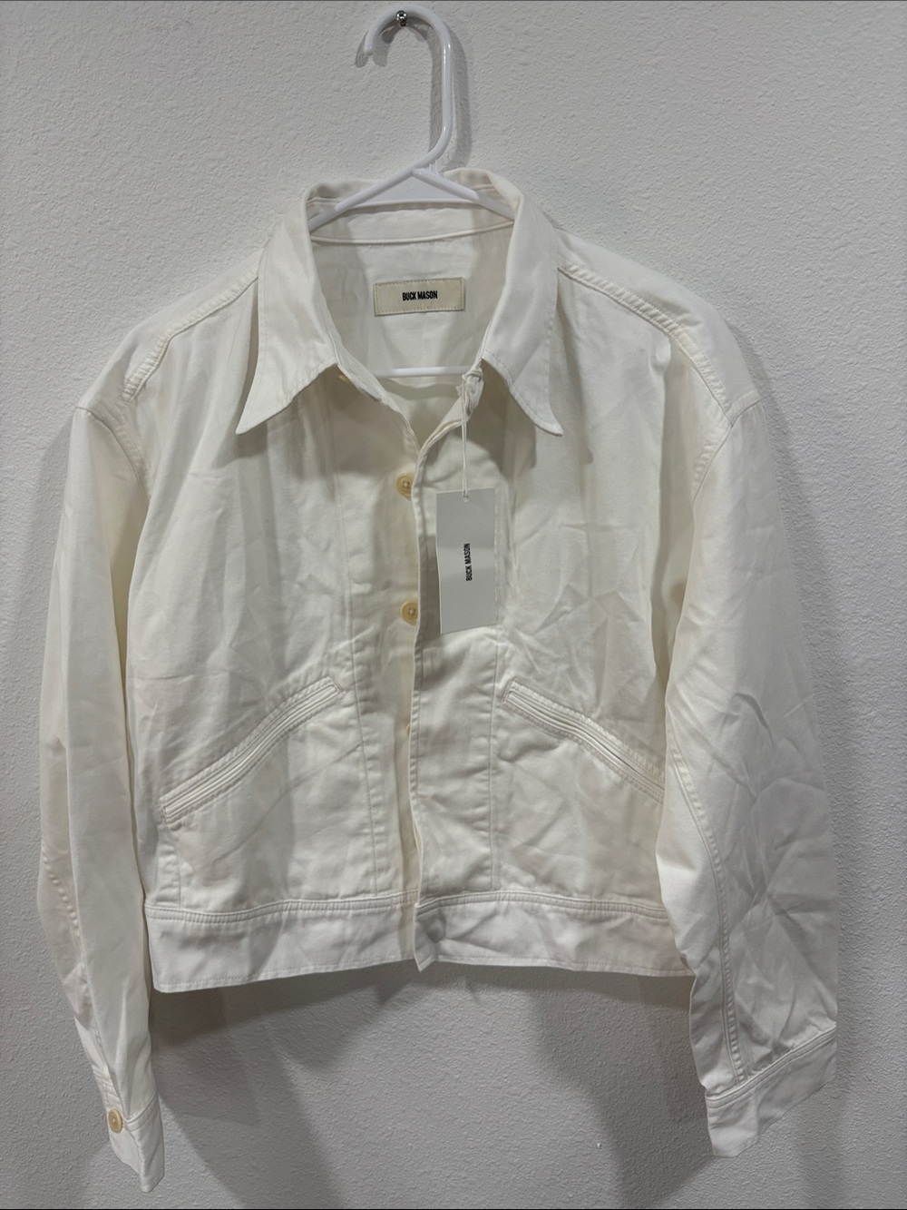 Buck Mason Women’s At Ease Cotton Cropped Deck Jacket White Large Retail $248